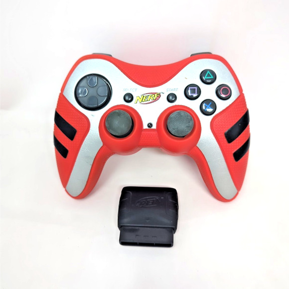 Playstation PS2 Wireless Nerf Orange/ Silver Controller Pelican & Dongle - Picture 1 of 3